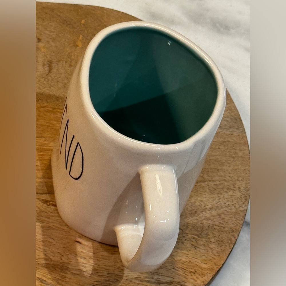 Rae Dunn By Magenta "FRIEND" Coffee Mug with Teal Blue Interior - Picture 3 of 4